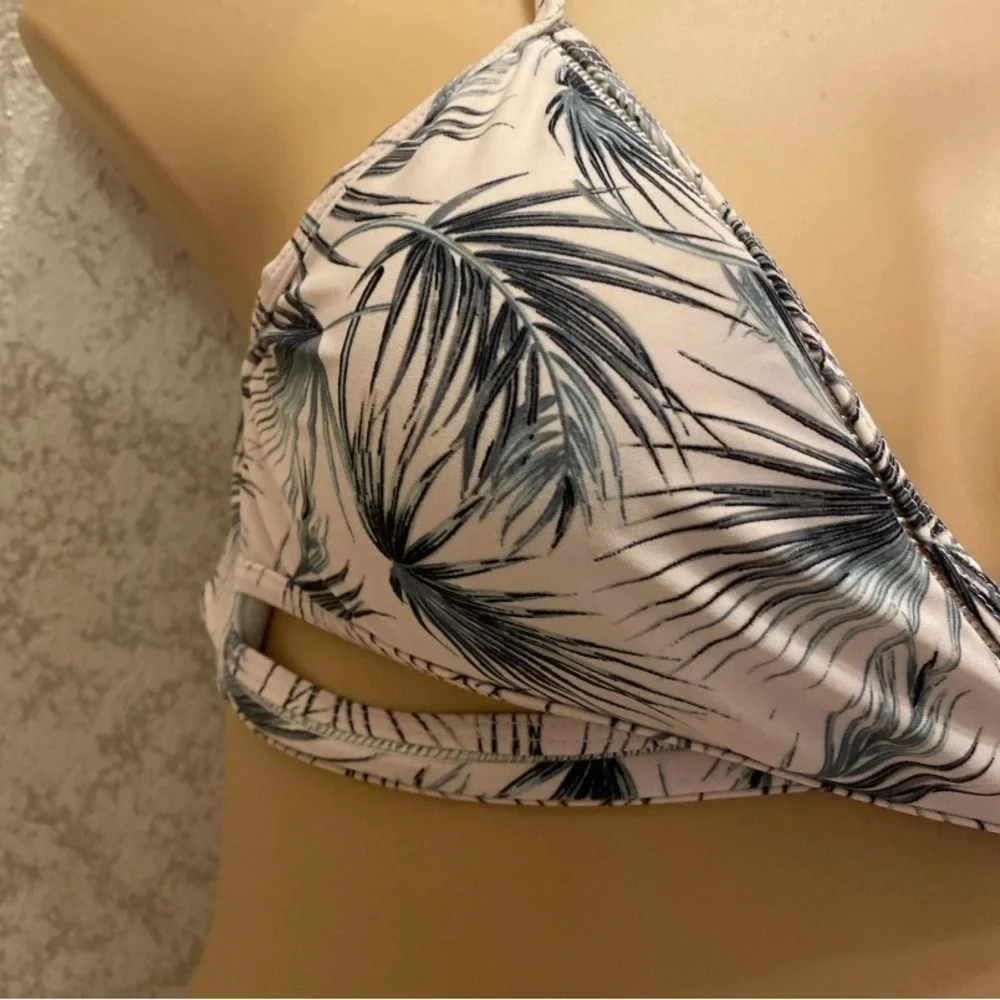Tropical Palm Frond Faux Wrap Bikini Top